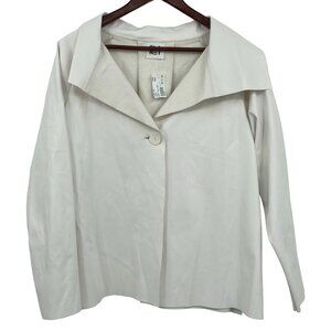 Planet Jacket Womens One Size Shirt Tail Chalk White Single Button Vegan Leather